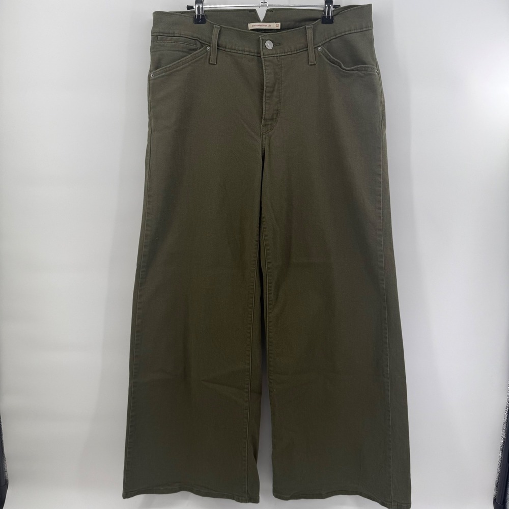 Levis 315 Shaping Wide Leg Pants Olive Green High Rise Size 32